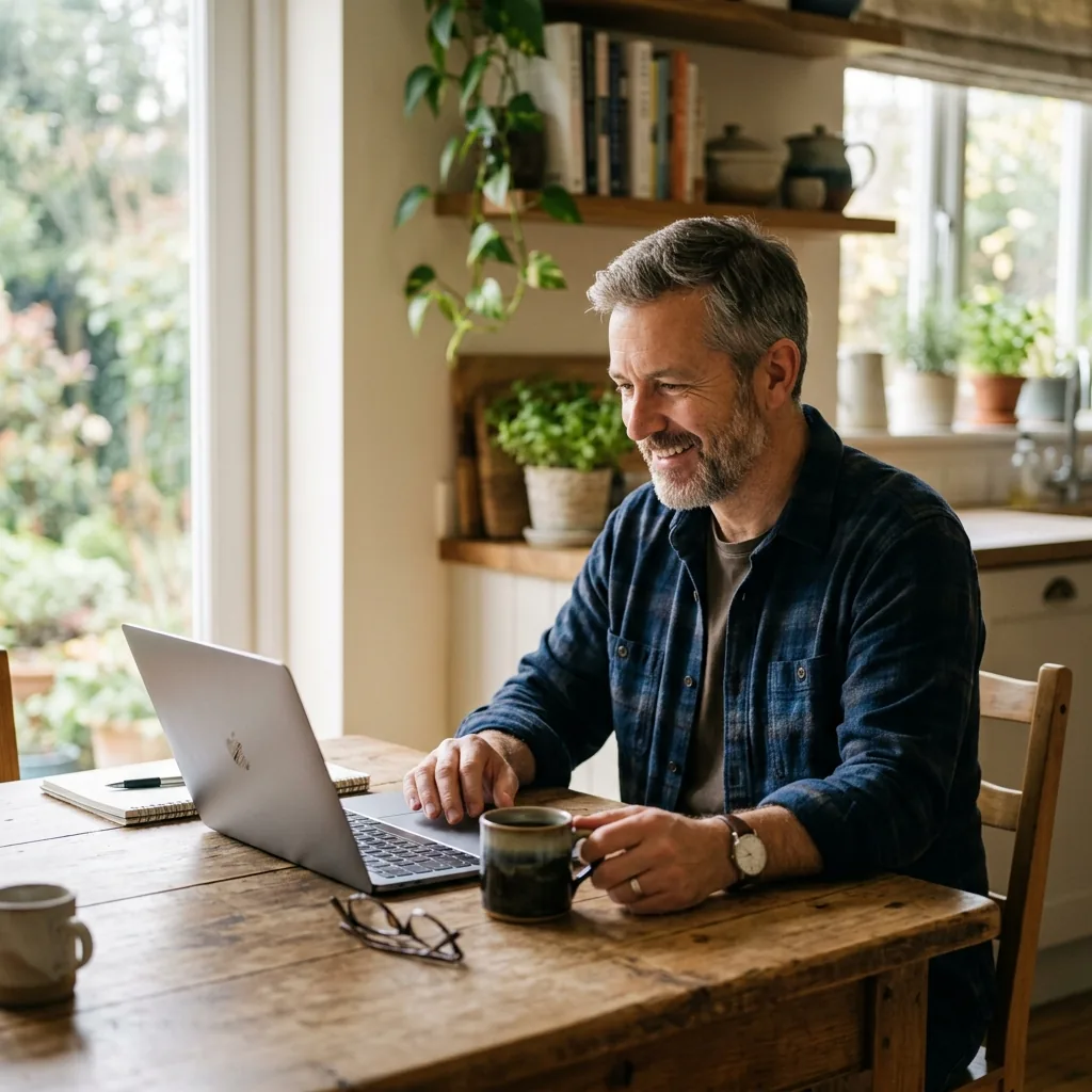 Web design workspace with laptop showing a business website mockup