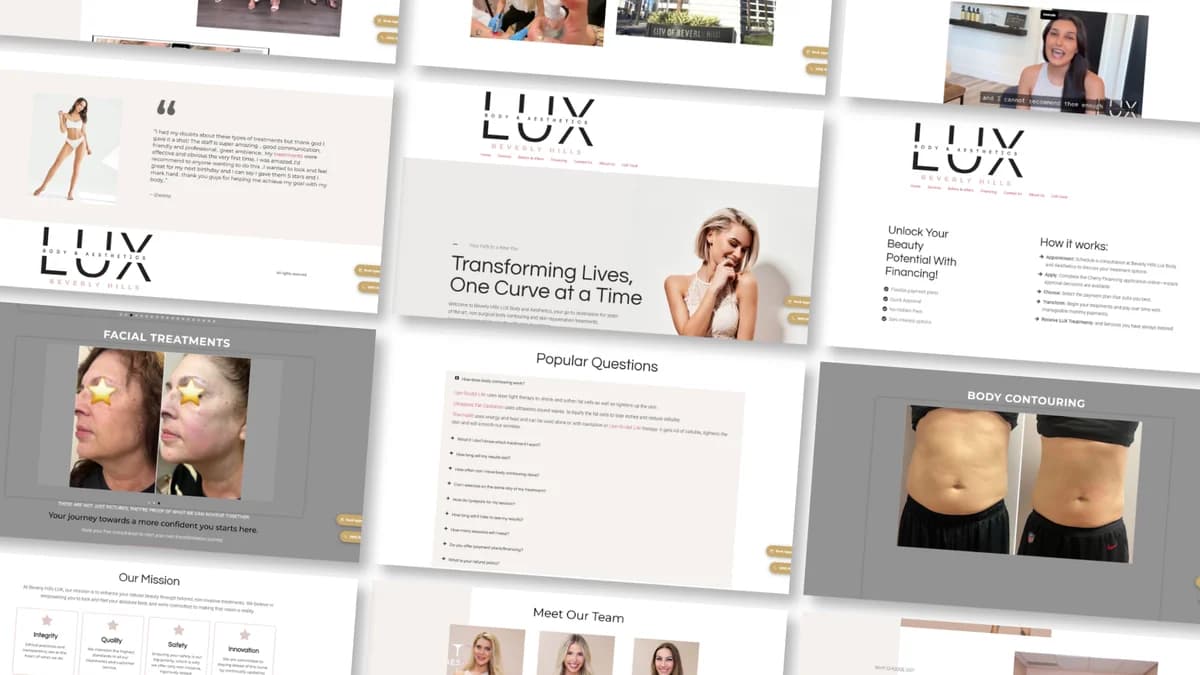 BH LUX homepage hero with Transforming Lives One Curve at a Time headline