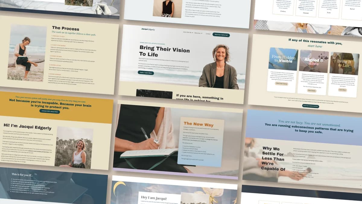 Jacqui Edgerly homepage hero with From Hidden to Visible headline